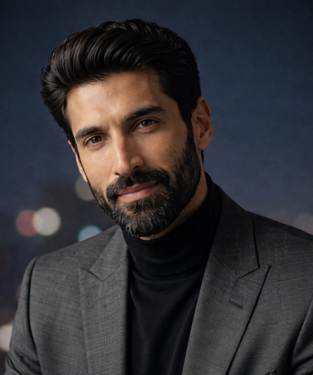 Retrato editorial de Adrian Valsen em close.